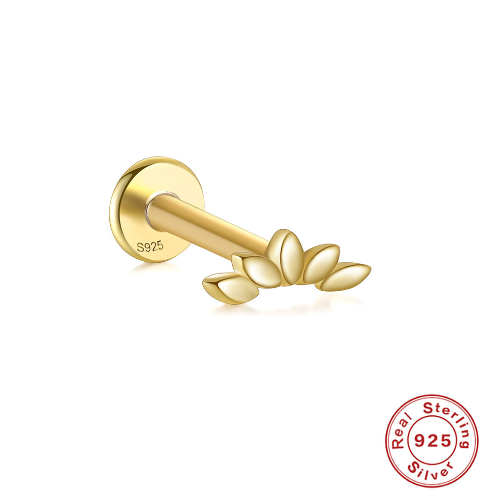 Pendientes de plata esterlina S925 con insignia de viento triple cielo, adorno de mariposa super hada, perforación interna, hilo interno, cabeza plana — imagen 7
