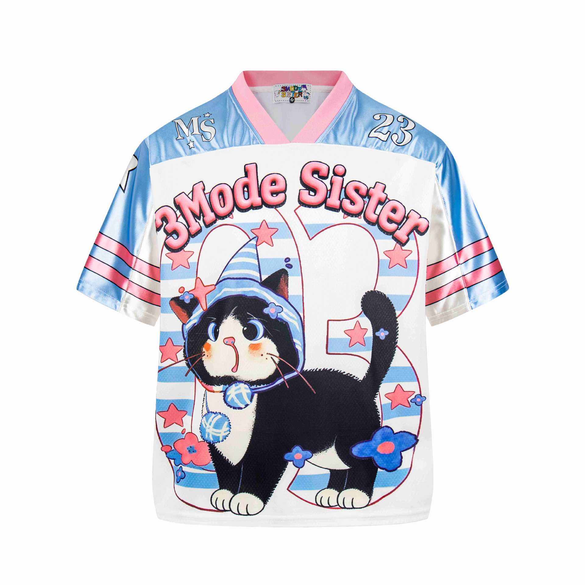 Cartoon cat printed short sleeved shirt — image 5