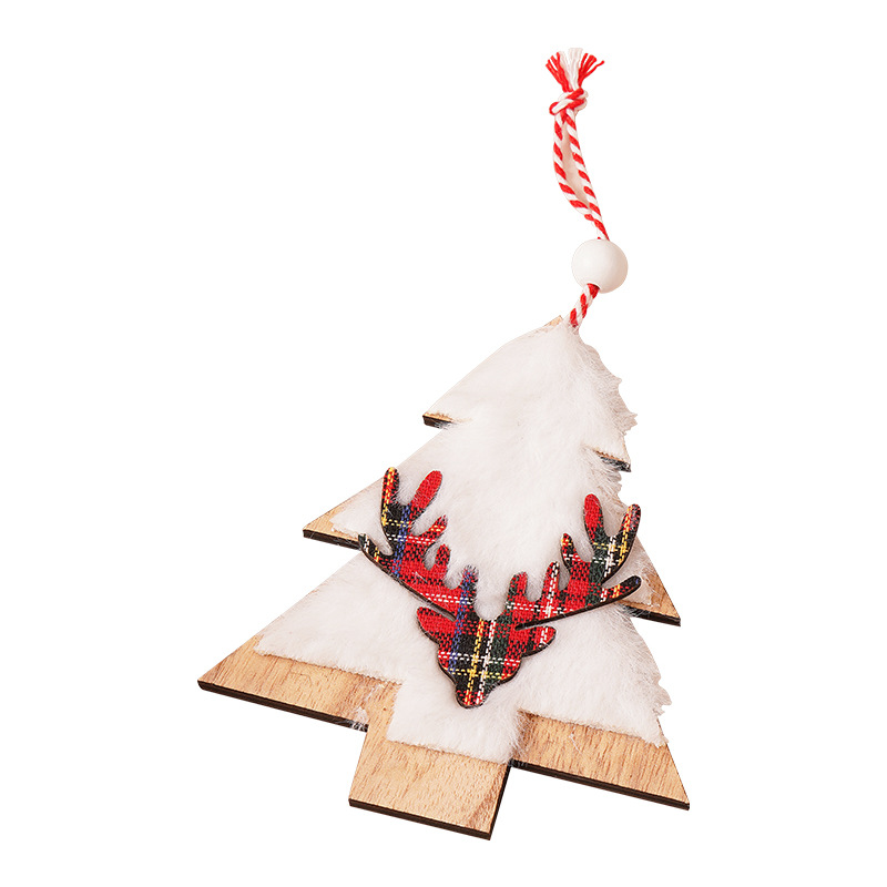 Christmas Wooden Plush Decorations - Heart, Star, Tree, Deer Shape Ornaments for Xmas Tree — image 6