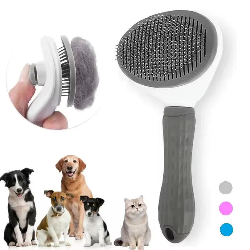 Pet Dog Brush Cat Comb Self Cleaning Pet Hair Remover Brush For Dogs Cats Grooming Tools Pets Dematting Comb Dogs Accessories — image 1
