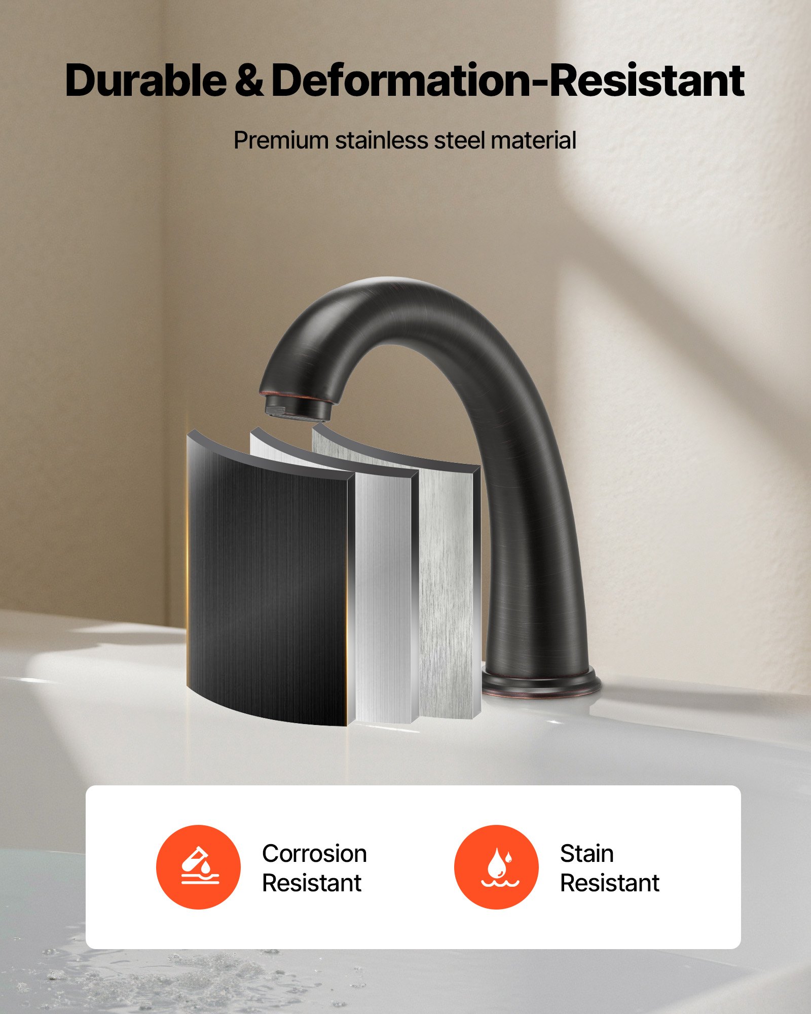 Roman Tub Faucet, 3 Hole Waterfall Bathtub Faucet, Gooseneck Bath Tubs Faucets Set With 2 Handles, Roman Tub Faucets Deck Mount For Pet Washing, Adult Bathing, Bronze, Temperature Control — imagen 4