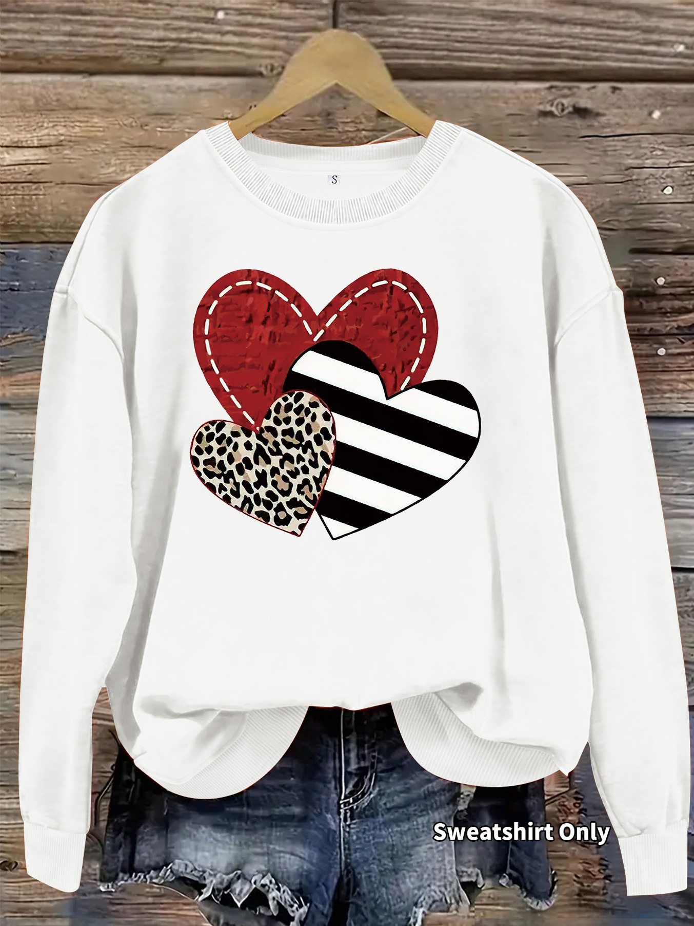 Leopard striped heart-shaped printed sweatshirt — image 7