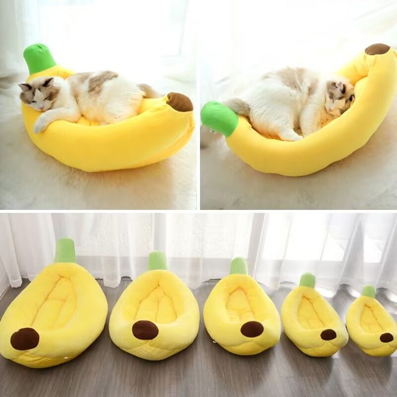 Comfortable All-Season Non-Slip Durable Pet Banana Bed Dog Bed Cat Bed Thick Warm PP Cotton Cat Dog Mat for Sale — image 5