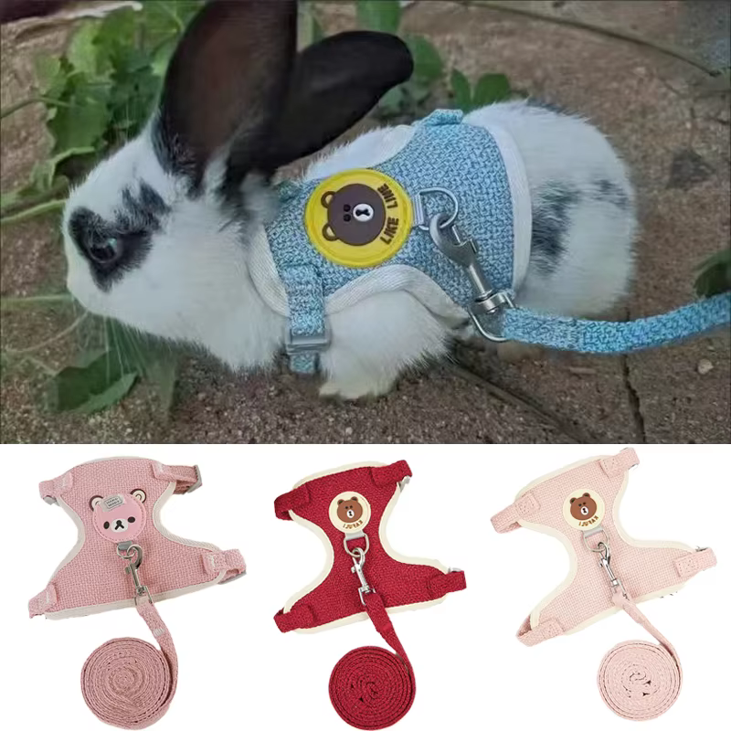 Cartoon Print Cat Rabbit Harness and Leash Set Bunny Rabbits Pet Accessories Bunnies Vest Clothes Lapin Accessoires Pour Animaux — image 4