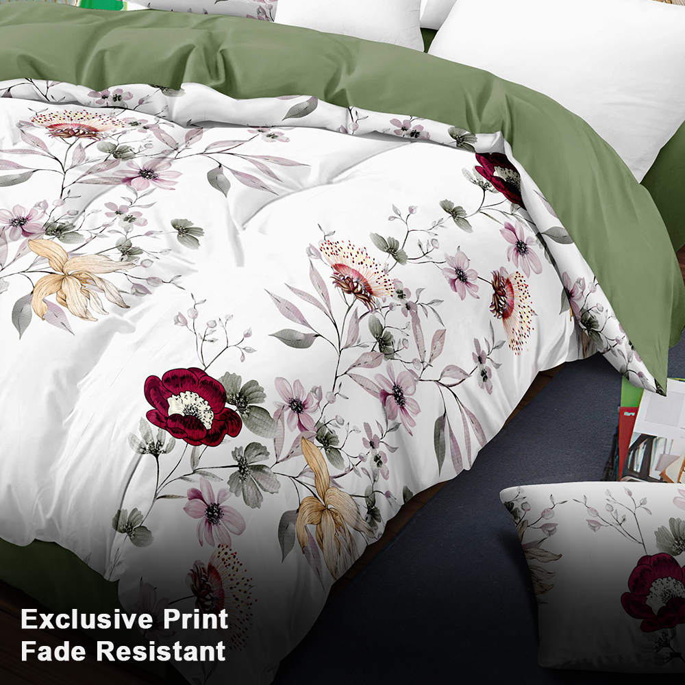 Juego de Edredón y Cortinas Room In A Bag de 9 Piezas, Colcha Gruesa con Estampado Botánico Floral Verde Salvia de Diseñador de EE. UU. con 6 Paneles de Cortina Personalizables, Cubrecama de Alto GSM Apto para Mascotas — imagen 10