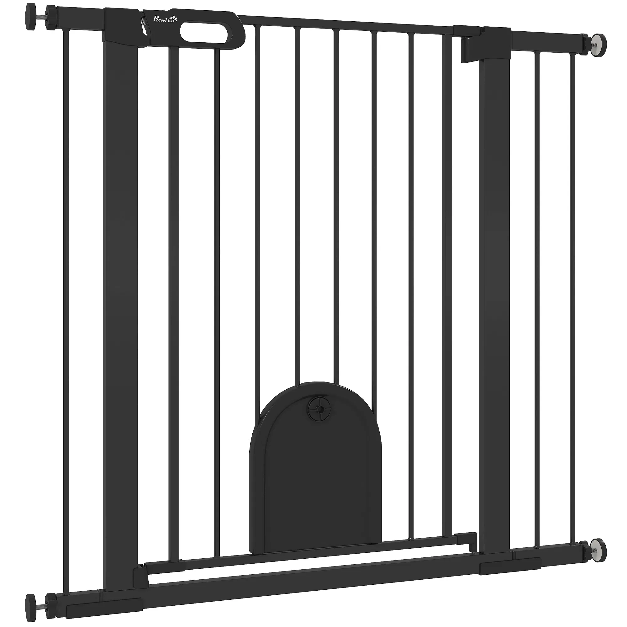 30"-41" Extra Wide Pet Gate Barrier with Small Door, 35"H Dog Gate with Safety Gate Barrier, Stair Pressure Fit, Black — image 1