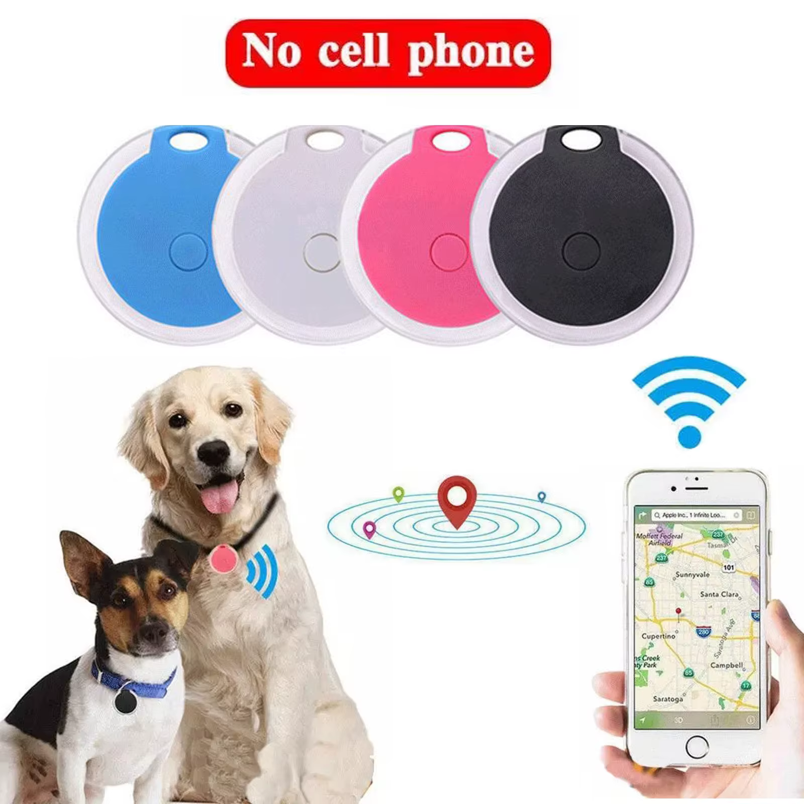 Dispositivo de Localización y Prevención de Pérdida para Mascotas, Impermeable y Bluetooth — imagen 1