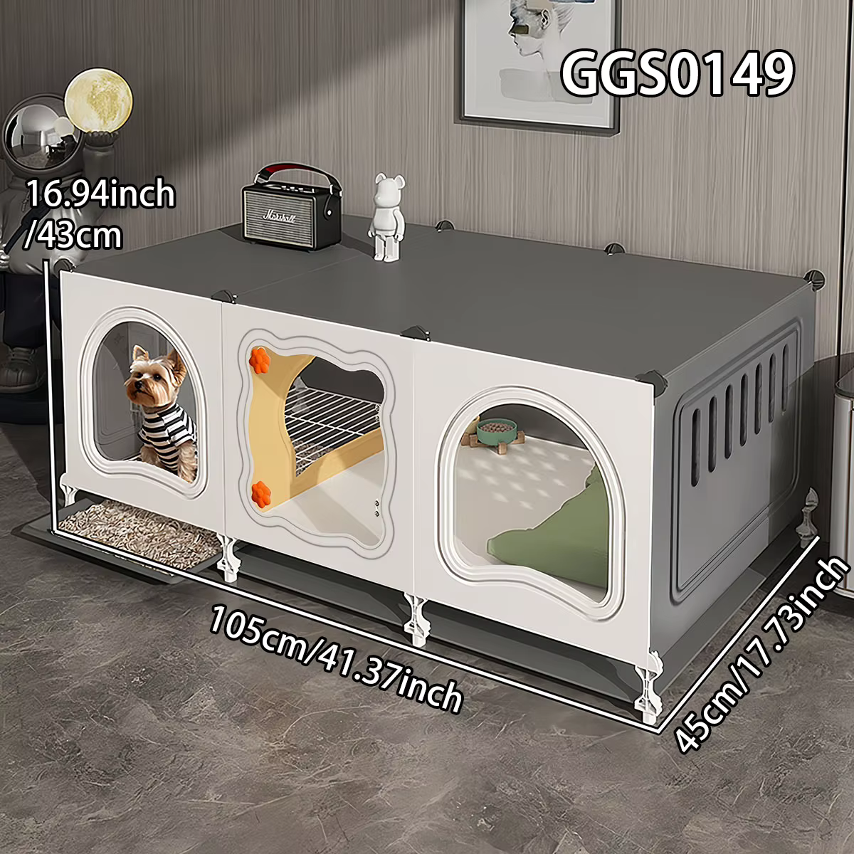 Puppy House with Toilet, Large Indoor Space for Home Use, Rabbit Villa, Kitten Cage, Rabbit Cage with Tray — image 3