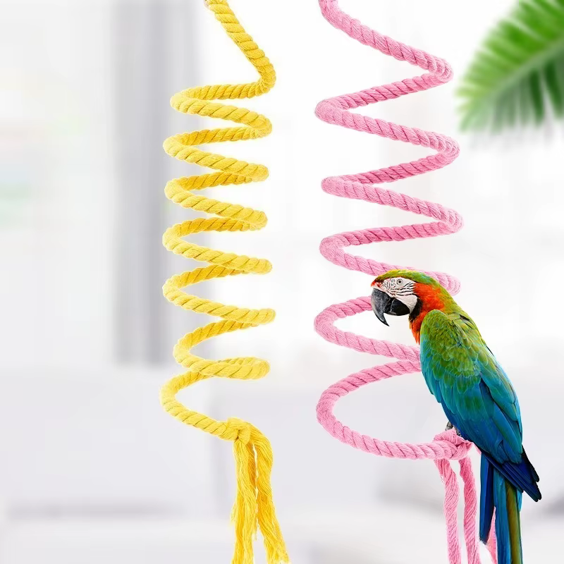 Parrot Climbing Toy Spiral Cotton Rope Bird Chewing Climbing Toys Parrot Swing Standing Toys Bird Supplies — image 5