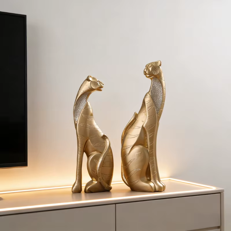 Estatua de León y Tigre en Resina para Decoración de Hogar, Escultura Moderna para Salón, Comedor o Estudio — imagen 2