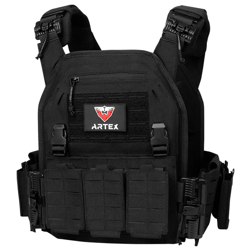 Chaleco táctico de combate Artex 6094, nuevo, ligero, de liberación rápida, corte láser, negro, equipo portador para airsoft y equipo de combate — imagen 1