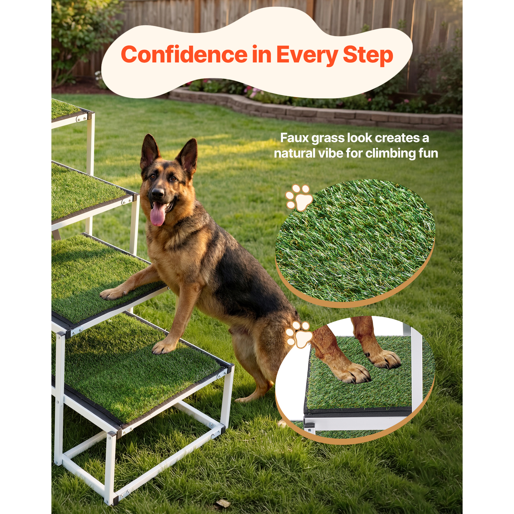 Peldaños para Perros de Auto, 4 Pasos Extra Anchos Reversible para Perros Grandes con Superficie Antideslizante, Peldaño Portátil Ligero para Perros para Carro, SUV, Camión, Cama Alta, Sofá, Soporta Hasta 200 Lbs — imagen 3