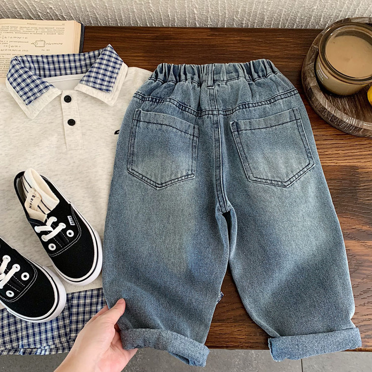 Embroidered puppy denim baby straight leg pants — image 3