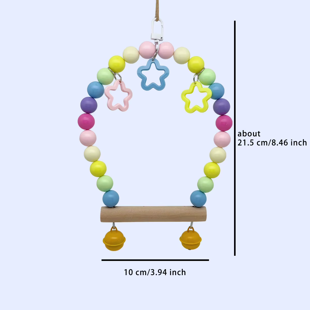 Soporte para jaula de pájaro con columpio de loro, palo colgante, accesorio pequeño para mascotas, percha, entretenimiento, juego, juguete con campana de columpio para pájaro — imagen 2