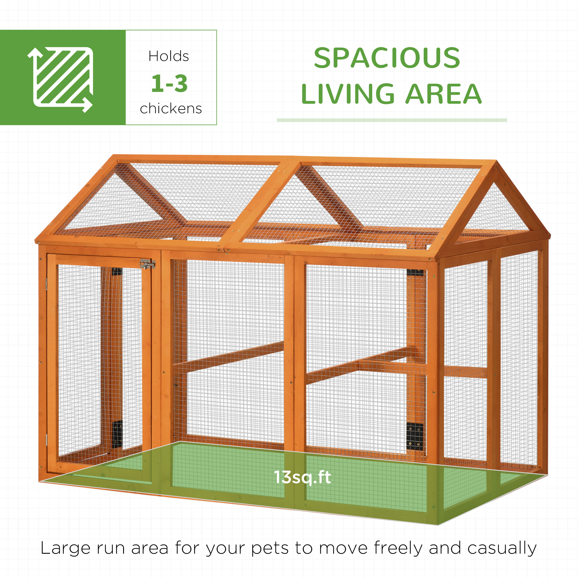 Casa de Pollos en Madera, Diseño Combinable con Perchas, 4.6 x 2.8, Naranja — imagen 7