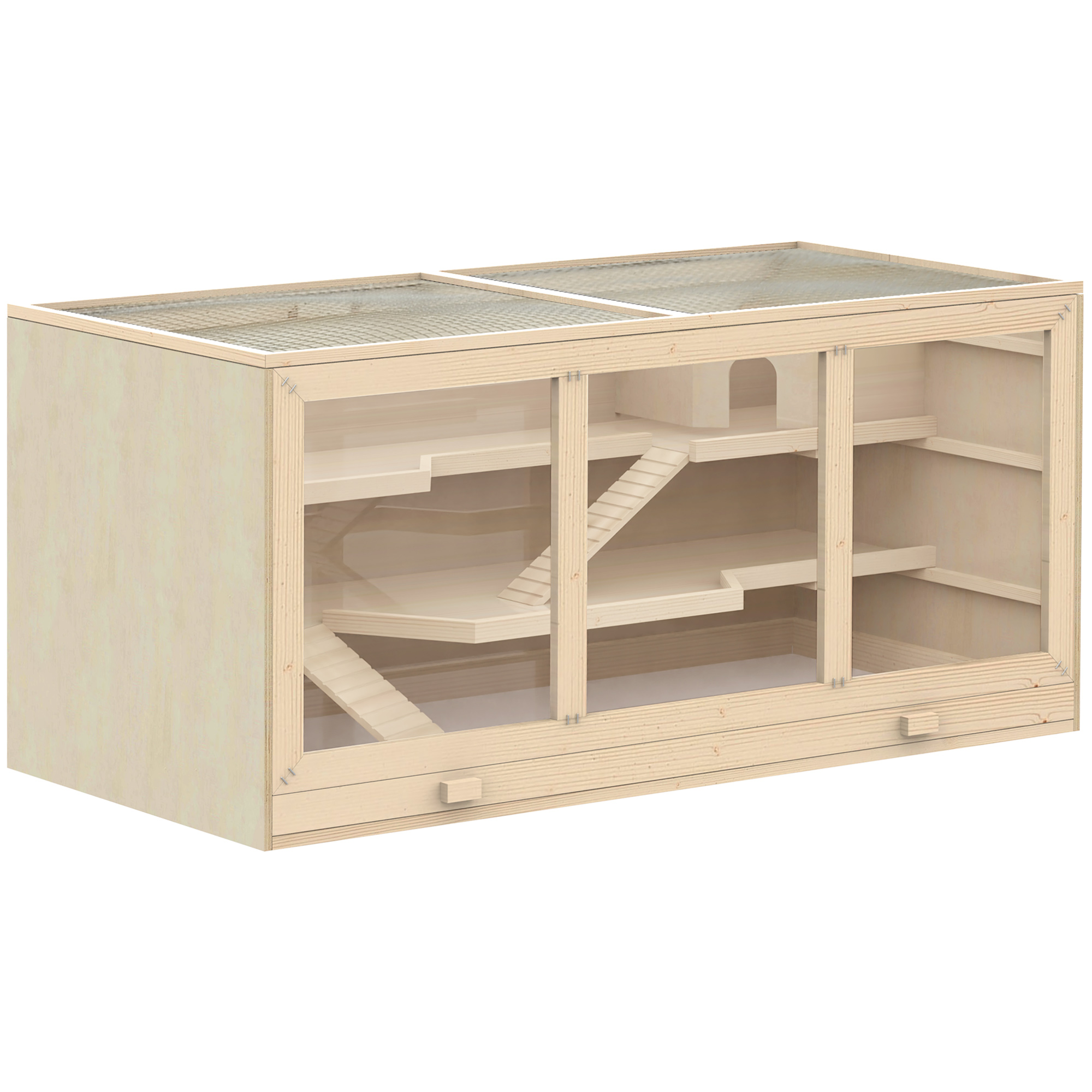 Caja para Hámsters de 3 Niveles en Madera Gran Espacio para Ratones y Roedores Juguetes y Actividad — imagen 7
