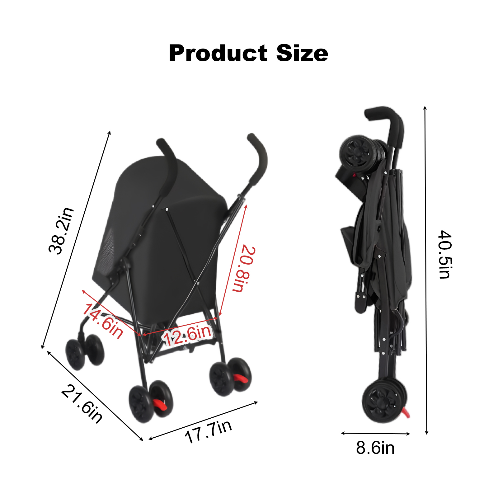 Carril para Pequeños Perros Gatos con Ventilación de Malla, Diseño Ligero Plegable, Taza Integrada, Negro — imagen 9