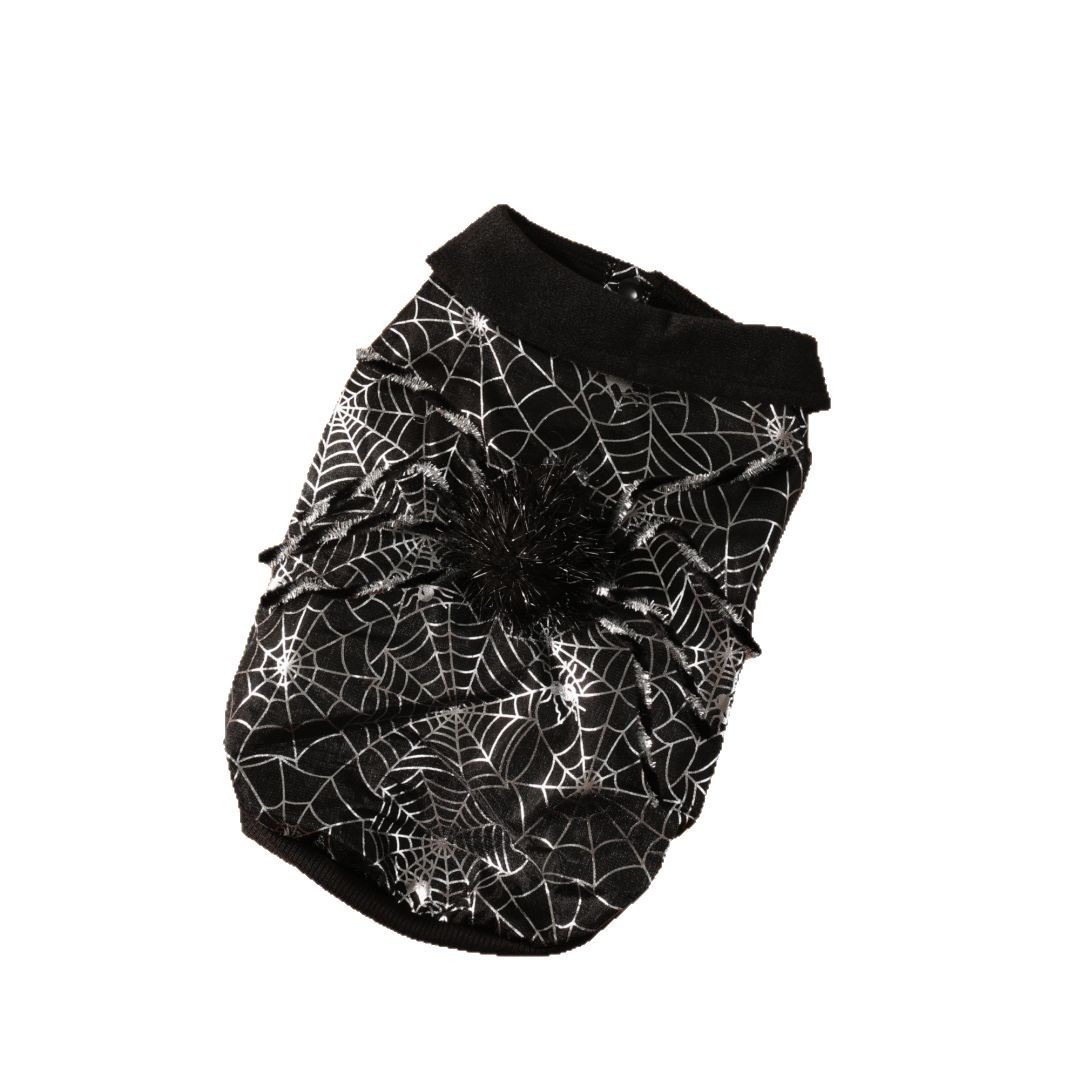 Pet Halloween Spiderweb Costume Decorative Clothing for Dogs, Black Dog Coat Outdoor Decoration — image 6