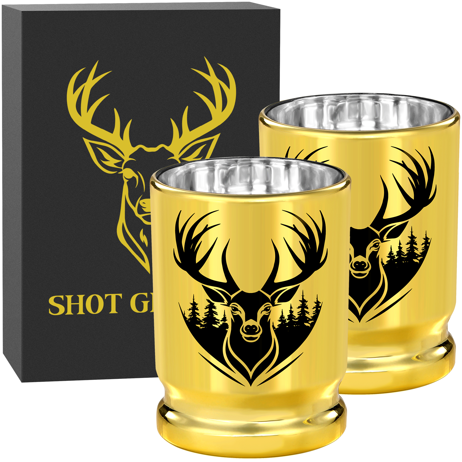 2pcs 50 Caliber Deer Head Golden Plastic Wine Glasses With Gift Box - Leak Proof, Reusable - Stylish Animal Print Design, Suitable For Whiskey, Tequila, Etc — image 10