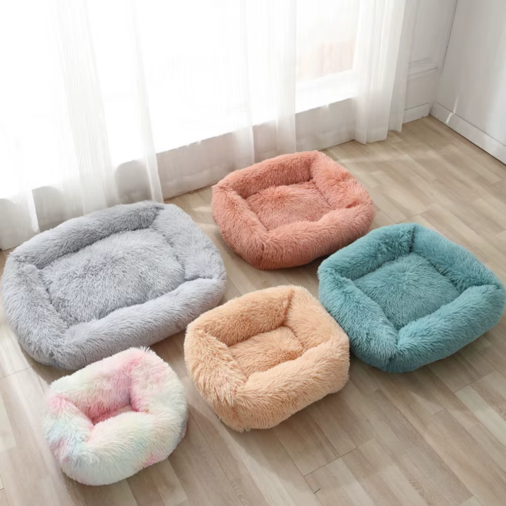 Square Dog Bed Long Plush Solid Color Pet Beds For Little Medium Large Pets Super Soft Winter Warm Sleeping Mats For Dogs Cats — image 5