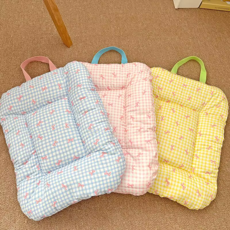 Cute Soft Checkered Bow Pet Bed; Universal Four Season Usage; Dog and Cat Cotton Mattress; Furniture and Accessories for Pets — image 5