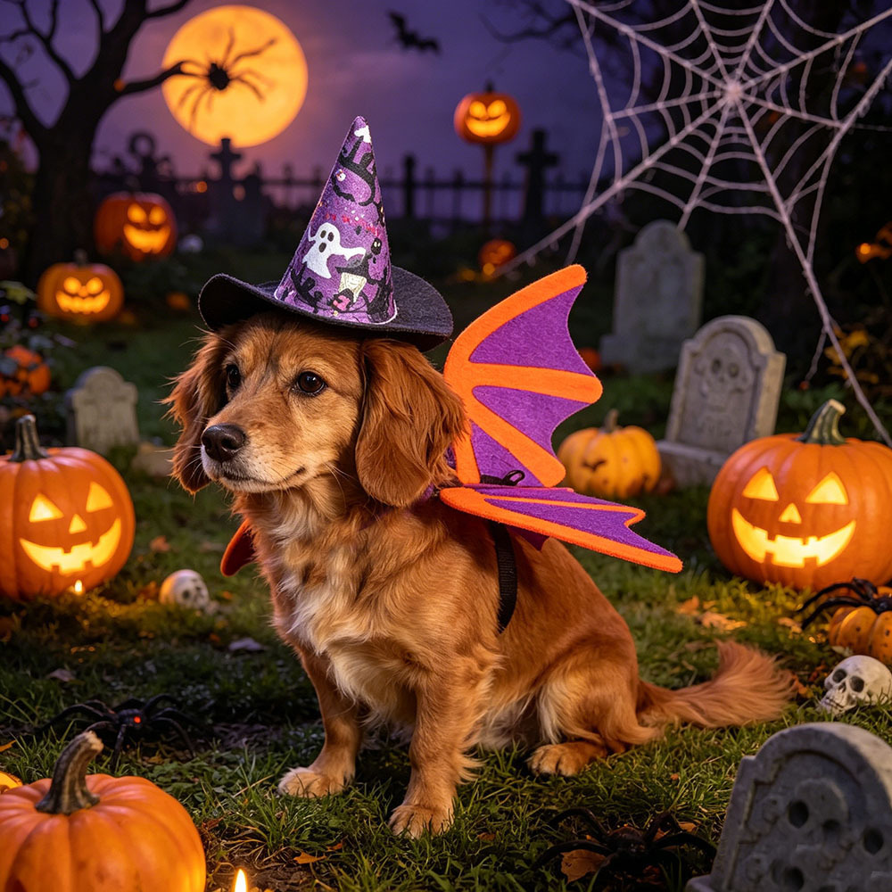 Fashion Halloween Pet Bat Wings Hat Bow Tie Set for Cats and Dogs — image 6