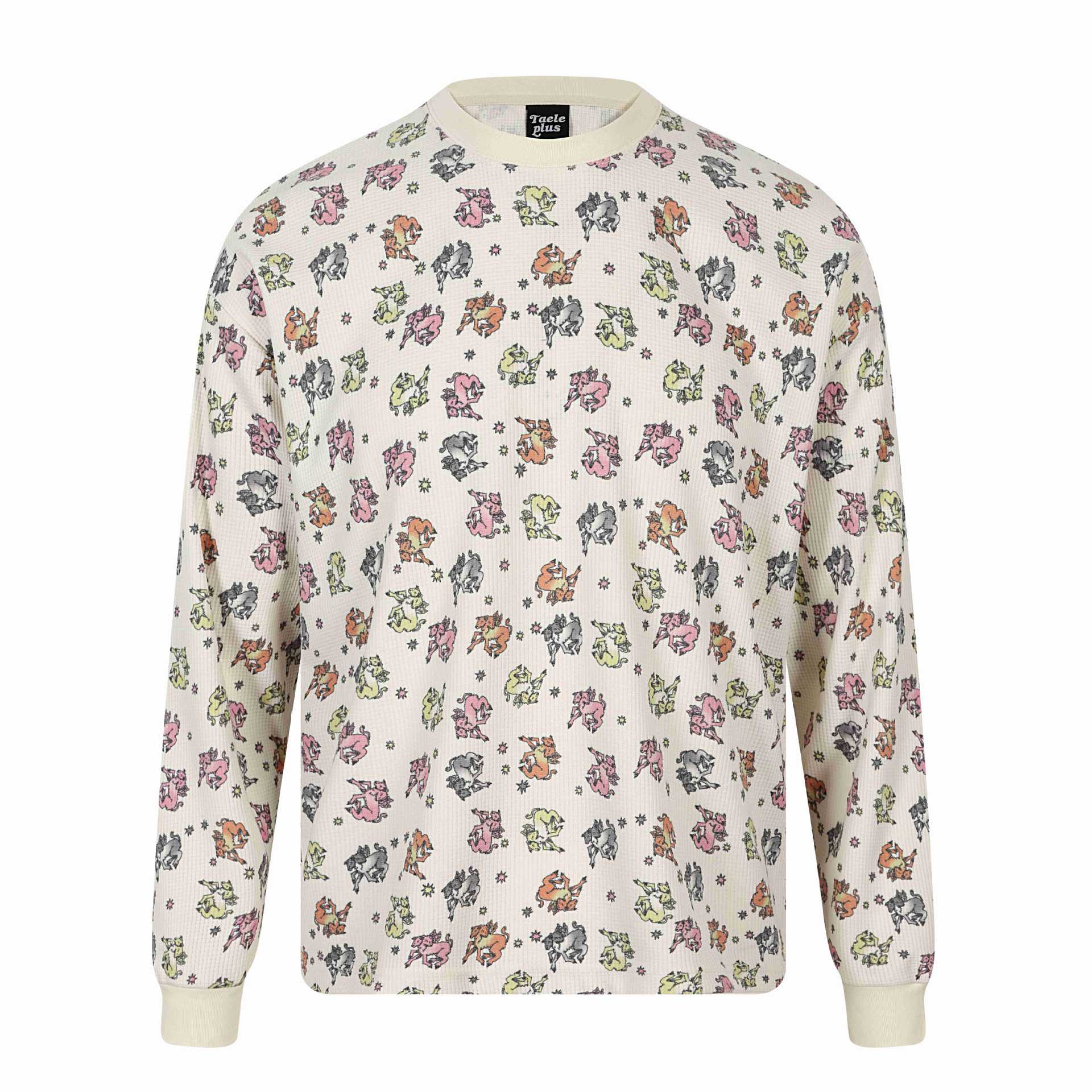 All-over Print Double-Headed Devil Sheep Star Pattern Round Neck Long Sleeve T-Shirt — image 7