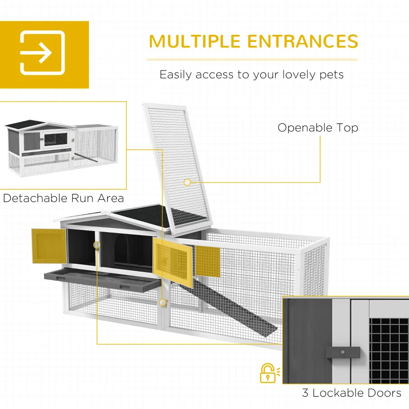 Hutch 2-Story Bunny Cage, Guinea Pig Cage Indoor Outdoor, Small Animal House With Slide Out Tray, For Rabbits, Chickens, Ducks Light Gray — imagen 10