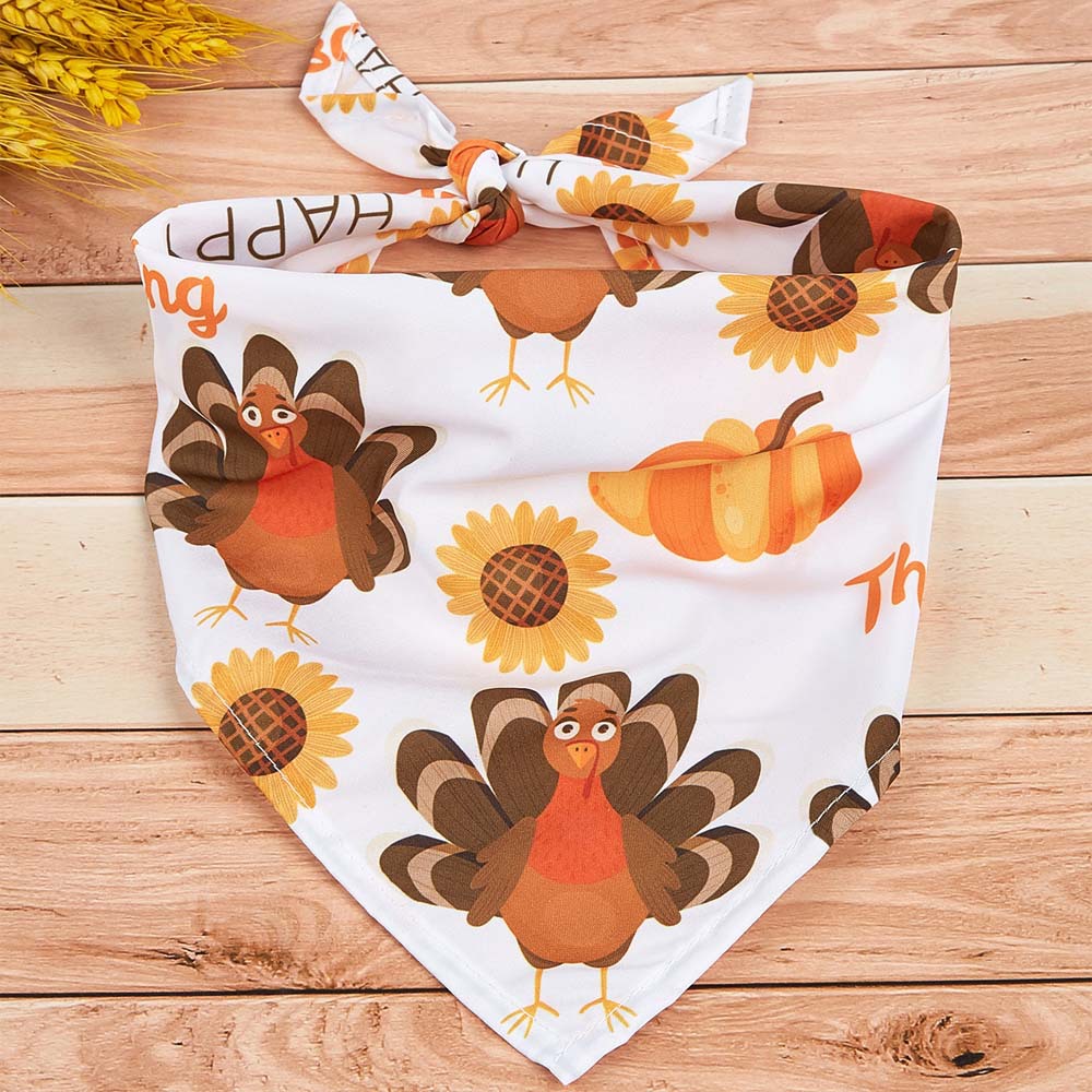 New Fashion Twill Thanksgiving Dog Scarf Triangle Pet Dog Polyester Bandana — image 4