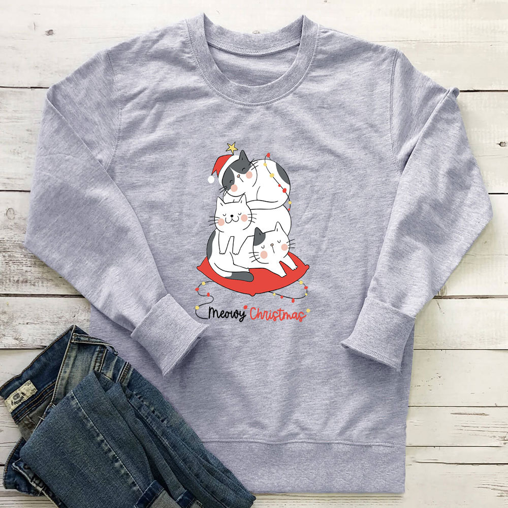 Letter printed cat long sleeved hoodie — image 5
