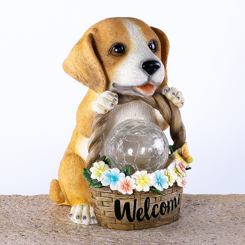 Luz Nocturna Solar: Adornos de Perrito Lindo para Jardín Exterior, Parque y Animales, Resina Luminosa — imagen 3