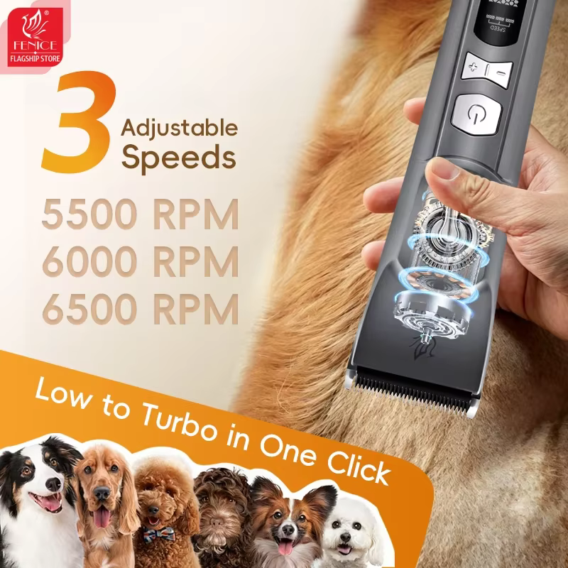 Fenice H100 Cordless Rechargeable Low Noise Pet Hair Clipper Machine Dogs And Cats Grooming Haircut Trimmer Shavers for Animals — image 3