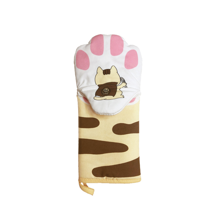 Pure Cotton Cute Cat Oven Gloves Cat Claw Insulation Gloves Baking Insulation Microwave Oven Heat Resistant Gloves — image 11