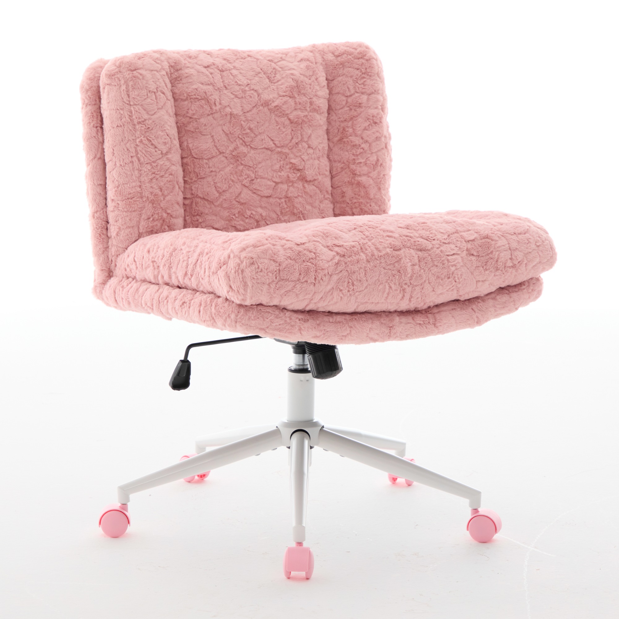 Silla de Oficina con Pelo de Conejo Artificial 26.4 Pulgadas de Ancho de Asiento, Base Metálica Ajustable, Silla para Estudio y Vestidor — imagen 5