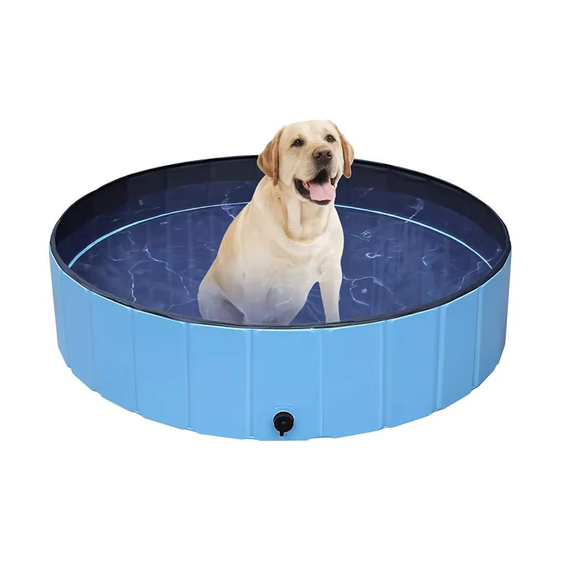 Foldable PVC Pet Swimming Pool Portable Dog Bath Tub With Drain Valve 160X30CM — image 2