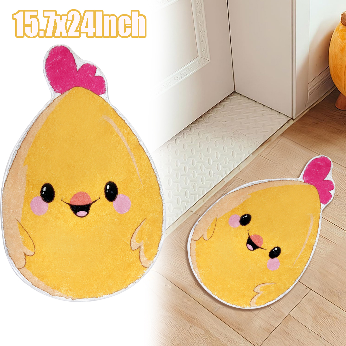 Manta de Baño para Pollos 24x15 Pulgadas Bienvenida Primavera Alfombrita Corte Non-Slip Lavable para Baño, Dormitorio o Salón Decoración de Baño para Pascua Día de la Madre Fiesta Cumpleaños Regalo — imagen 7