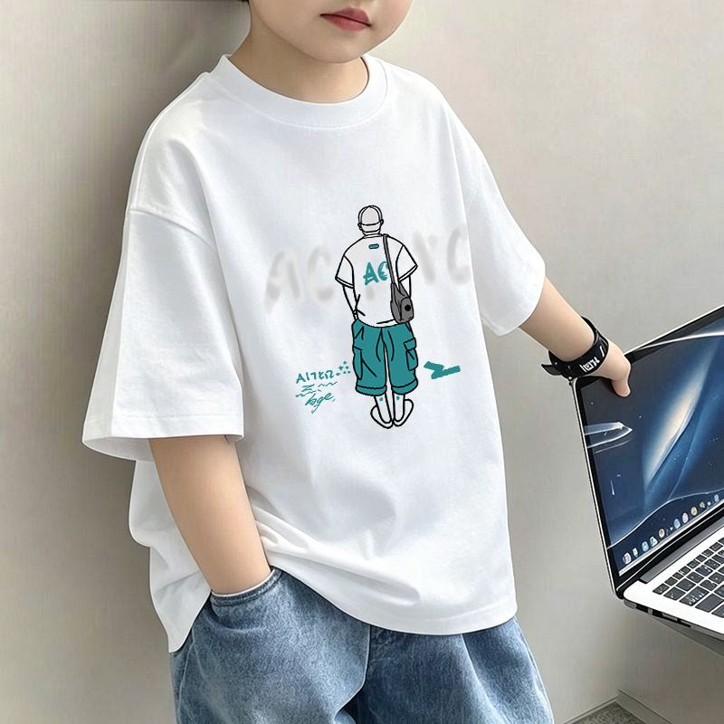 Genius Whale Boys' Short Sleeve T-Shirt, New Summer Cotton Breathable Top, Cool and Casual Pullover for Kids — image 1