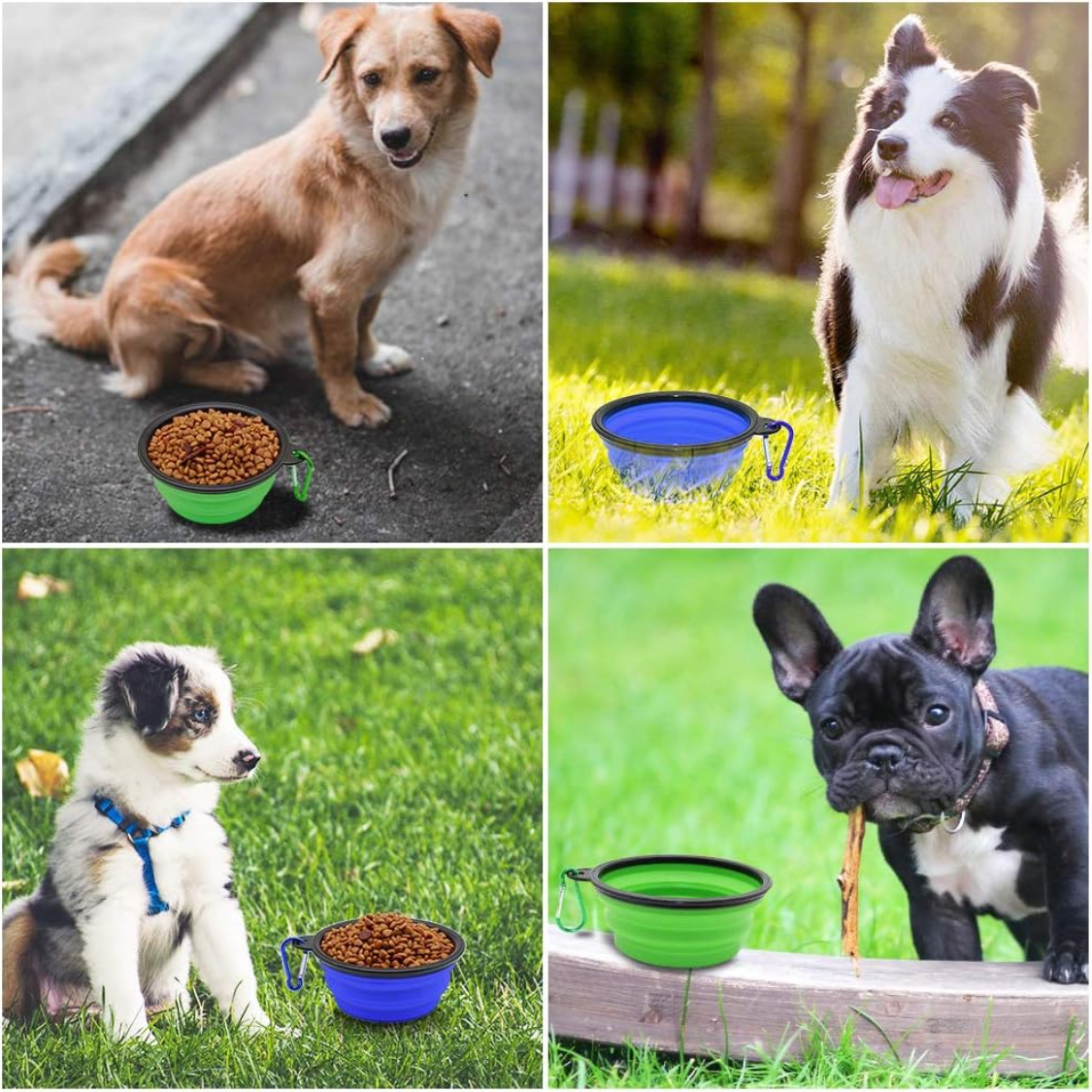 Bolsas de Comida para Perros Colapsables, 2 Piezas - Para Gatos y Perros, Platos Portátiles para Alimentación y Hidratación en Viajes con 2 Corchetes — imagen 2