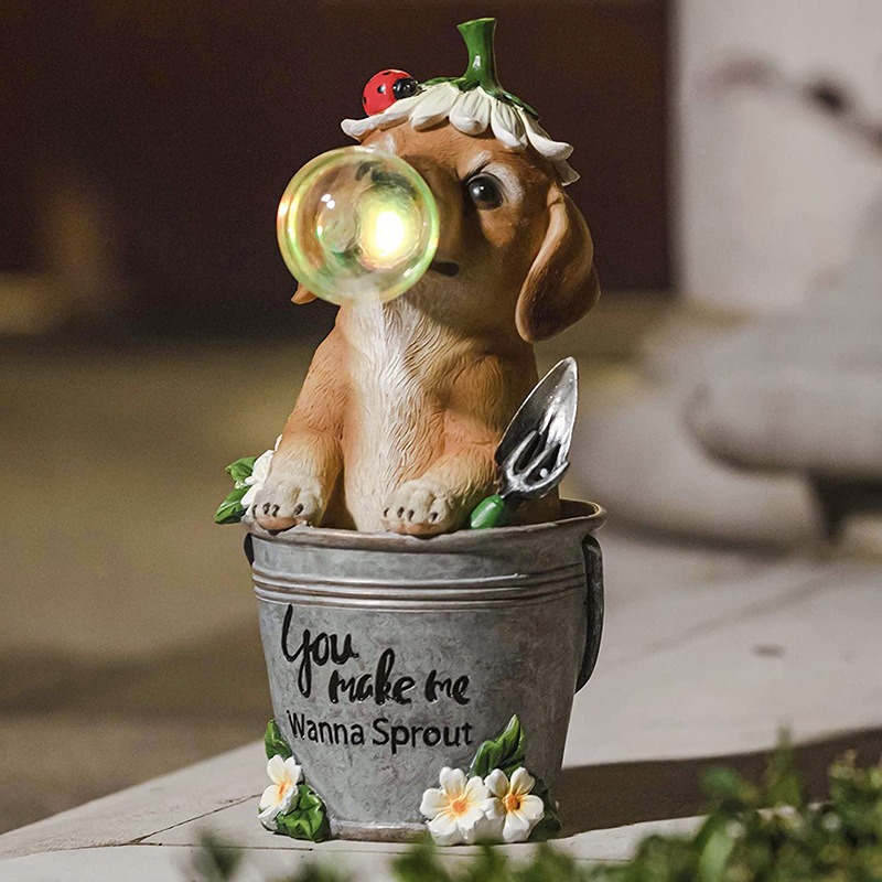 Estatua de burbuja para perros solar con energía renovable, decoración exterior de resina — imagen 6