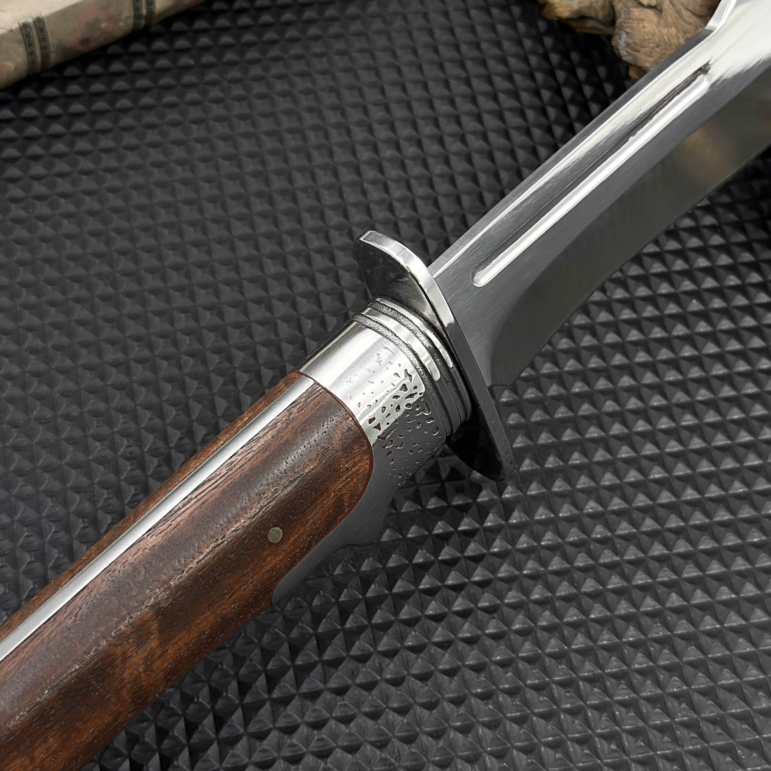 D2 Multi-tool, Hand-forged Bone Knife with a Protective Cover, High-carbon Steel Hunting Knife, Wooden Handle — image 5