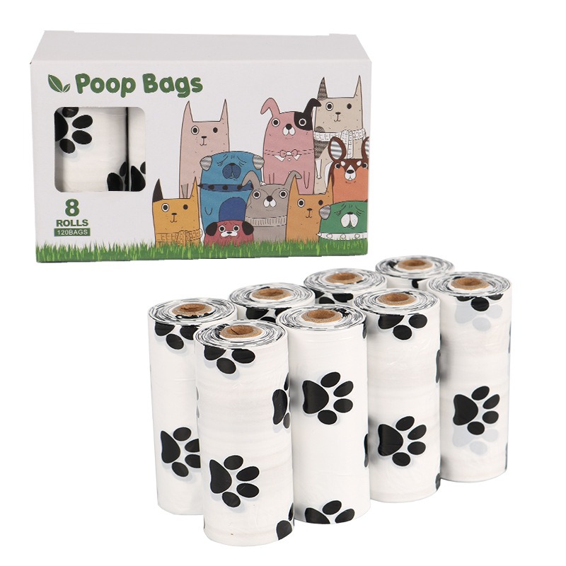 White Footprint Dog Poop Collection Bag D2W Photo Oxygen Degradation Pet Garbage Bag Pet Supplies — image 6
