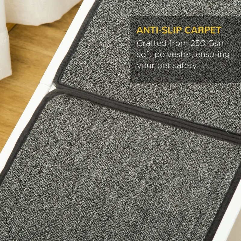 PawHut Dog Ramp Foldable With Non-slip Carpet Top Platform, Gray, White — imagen 11