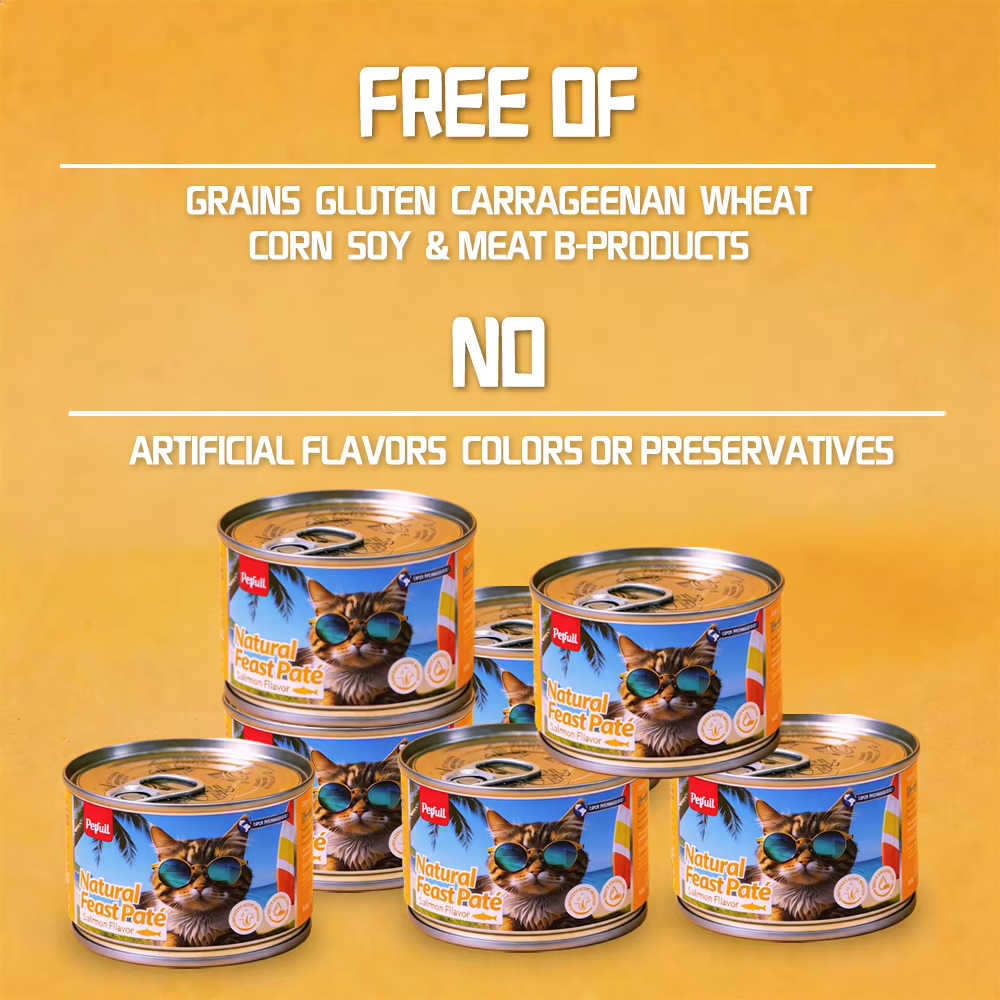 Comida enlatada para mascotas de Petfull - 170g x 24 latas, sabor salmón, pollo, atún y carne de ternera para gatos y perros — imagen 3