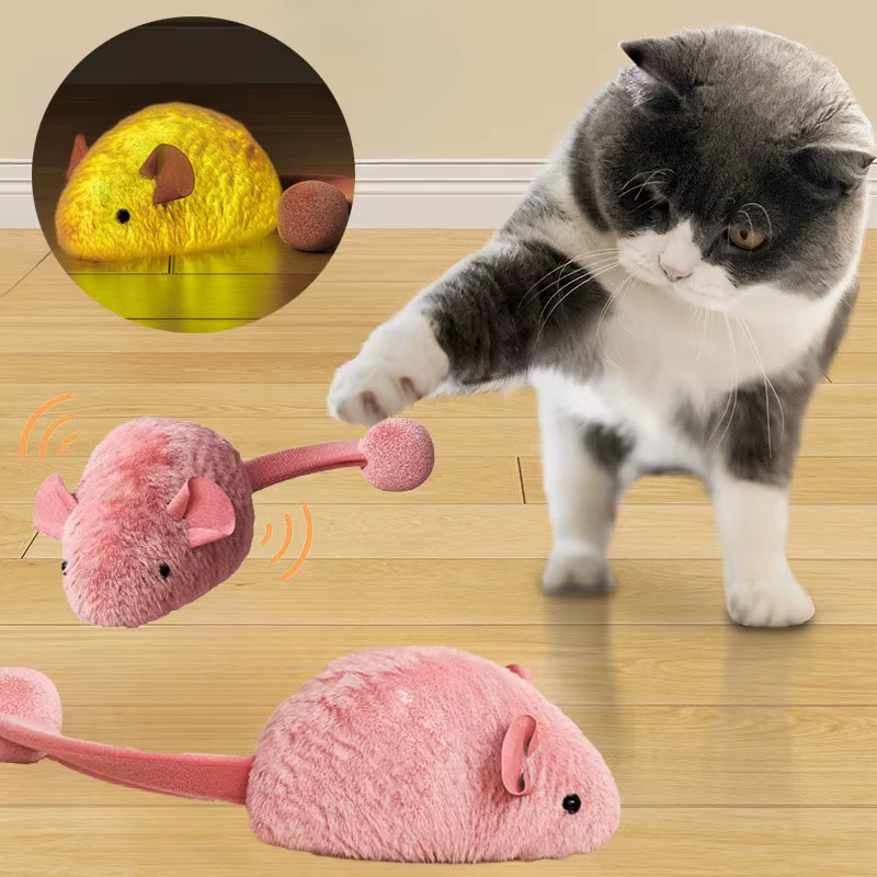 Plush Interactive Chew Cat Toy Indoor Plush Mice Luminous Toy Auto Moving Mice With Squeaky Sound Kitten Chase Toy Pet Supplies — image 1