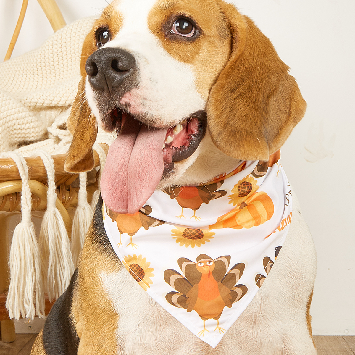 New Fashion Twill Thanksgiving Dog Scarf Triangle Pet Dog Polyester Bandana — image 8