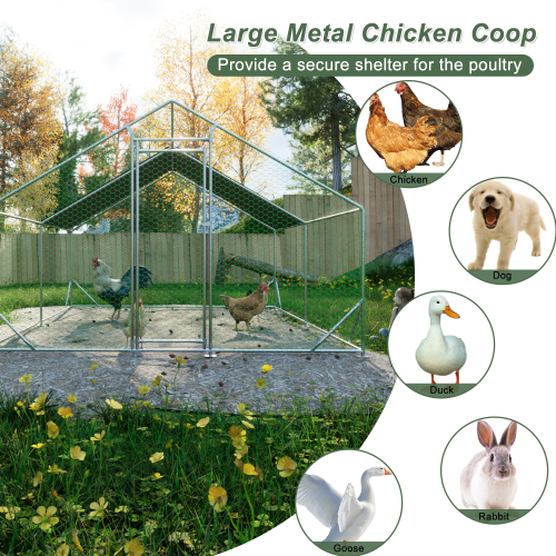 Large Metal Chicken Coop, Walk-in Chicken Run, Galvanized Wire Poultry Chicken Hen Pen Cage, Rabbits Duck Cages With Waterproof And Anti-Ultraviolet Cover For Outside 10 L X 13 W X 6.56 H — imagen 3