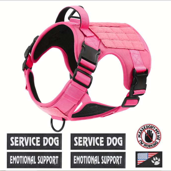 Hiphoppet US Local Tactical Service Dog Harness Vest Adjustable Reflective No Pulling Large Dog Harness With Metal Buckle — image 6