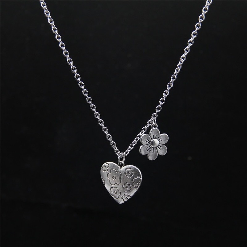 Punk Rock Flower Bear Heart Pendant Necklace Hip Hop Stainless Steel Jewelry Cool for Women Girl GiftsParty Nightclub Gifts — image 4