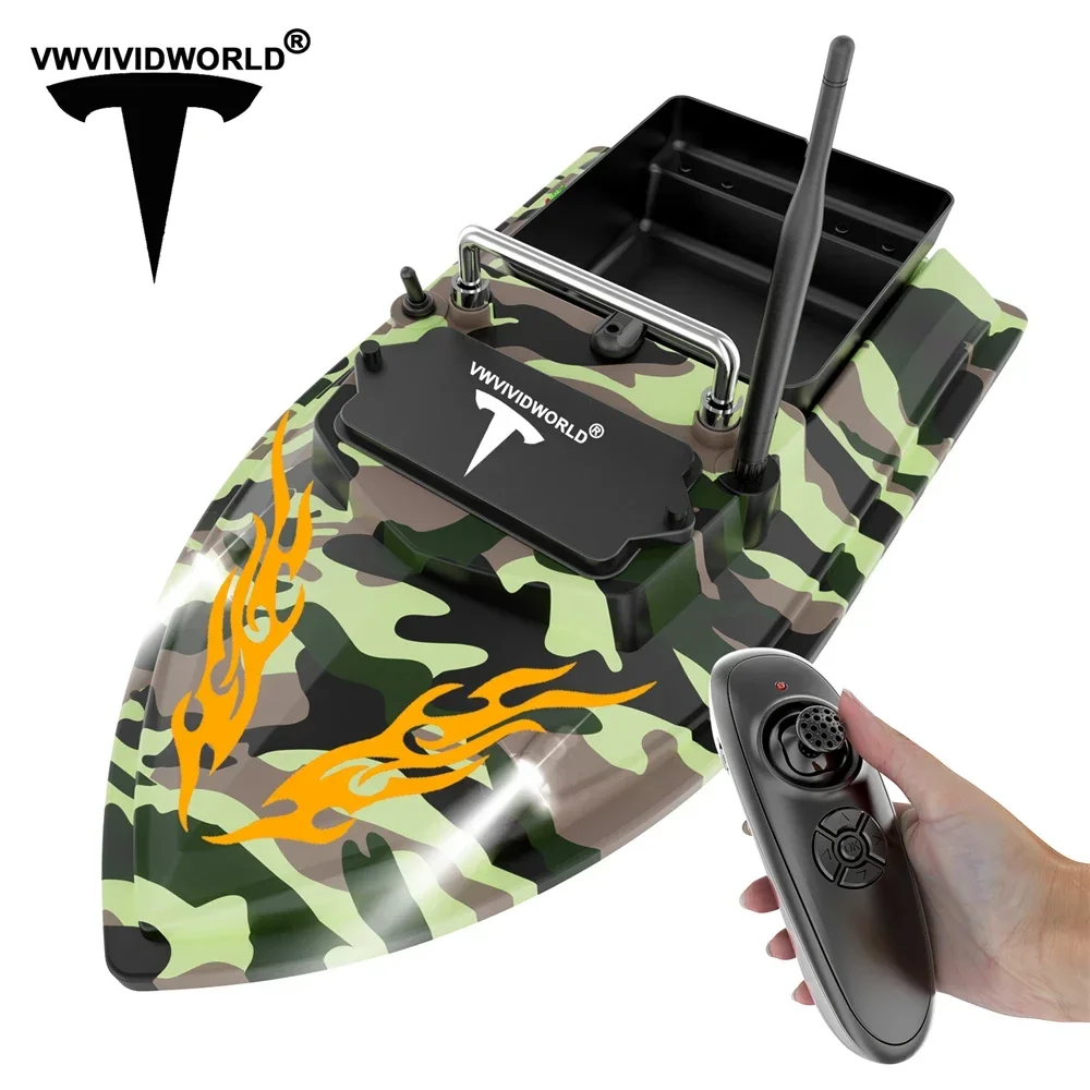 Barco de Pesca RC VWVIVIDWORLD, 2025, 2KG Cargado, Velocidad Fija, Impermeable, Alta Velocidad, 4 Luces Nocturnas