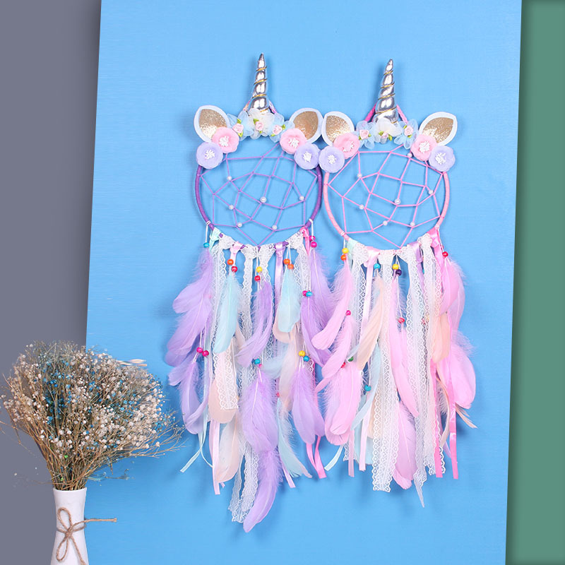 New Creative Indian Feather Lace Unicorn Dream Catcher Cute Girly Heart Room Decoration Birthday Gift — image 2